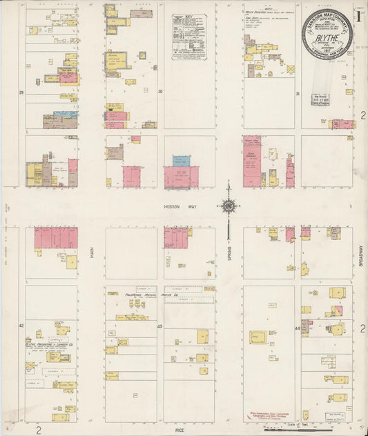 Sanborn Fire Insurance Map from Blythe, Riverside County, California (1917), Sheet #0001 - Historic Sanborn Fire Insurance Map Print, vintage old map wall art, antique decor, genealogy gift, California California map