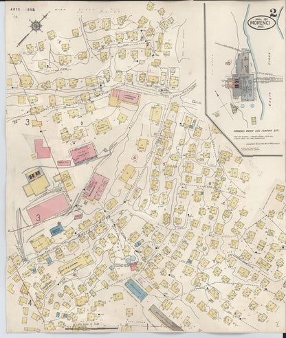 Sanborn Fire Insurance Map from Morenci, Greenlee County, Arizona (1931), Sheet #0002 - Complete Map Set gallery image, historic Sanborn map, vintage wall art, Arizona Arizona