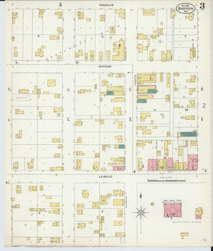 Sanborn Fire Insurance Map from Barron, Barron County, Wisconsin (1892), Sheet #0003 - Complete Map Set gallery image, historic Sanborn map, vintage wall art, Wisconsin Wisconsin