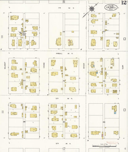 Sanborn Fire Insurance Map from Caldwell, Canyon County, Idaho (1921), Sheet #0012 - Complete Map Set gallery image, historic Sanborn map, vintage wall art, Idaho Idaho