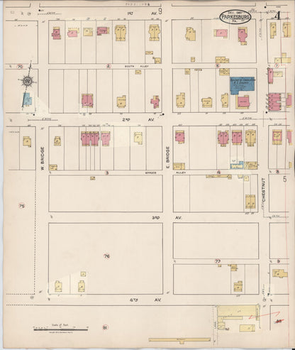 Sanborn Fire Insurance Map from Parkesburg, Chester County, Pennsylvania (1934), Sheet #0004 - Historic Sanborn Fire Insurance Map Print, vintage old map wall art, antique decor, genealogy gift, Pennsylvania Pennsylvania map