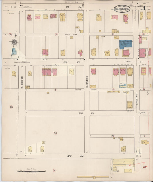 Sanborn Fire Insurance Map from Parkesburg, Chester County, Pennsylvania (1934), Sheet #0004 - Historic Sanborn Fire Insurance Map Print, vintage old map wall art, antique decor, genealogy gift, Pennsylvania Pennsylvania map