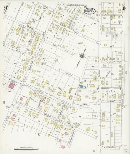 Sanborn Fire Insurance Map from Camden, Ouachita County, Arkansas (1924), Sheet #0009 - Complete Map Set gallery image, historic Sanborn map, vintage wall art, Arkansas Arkansas
