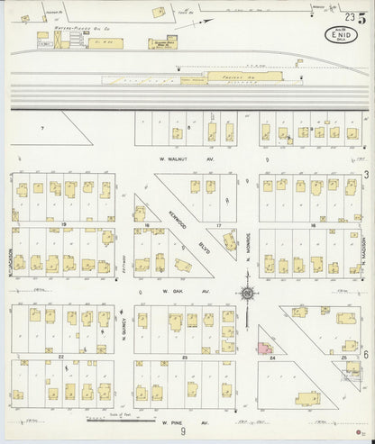 Sanborn Fire Insurance Map from Enid, Garfield County, Oklahoma (1911), Sheet #0005 - Complete Map Set gallery image, historic Sanborn map, vintage wall art, Oklahoma Oklahoma