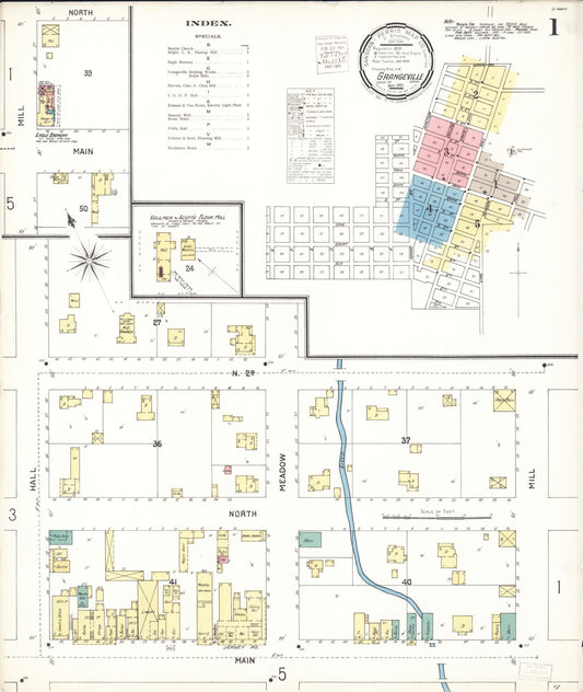 Sanborn Fire Insurance Map from Grangeville, Idaho County, Idaho (1901), Sheet #0001 - Complete Map Set gallery image, historic Sanborn map, vintage wall art, Grangeville Idaho