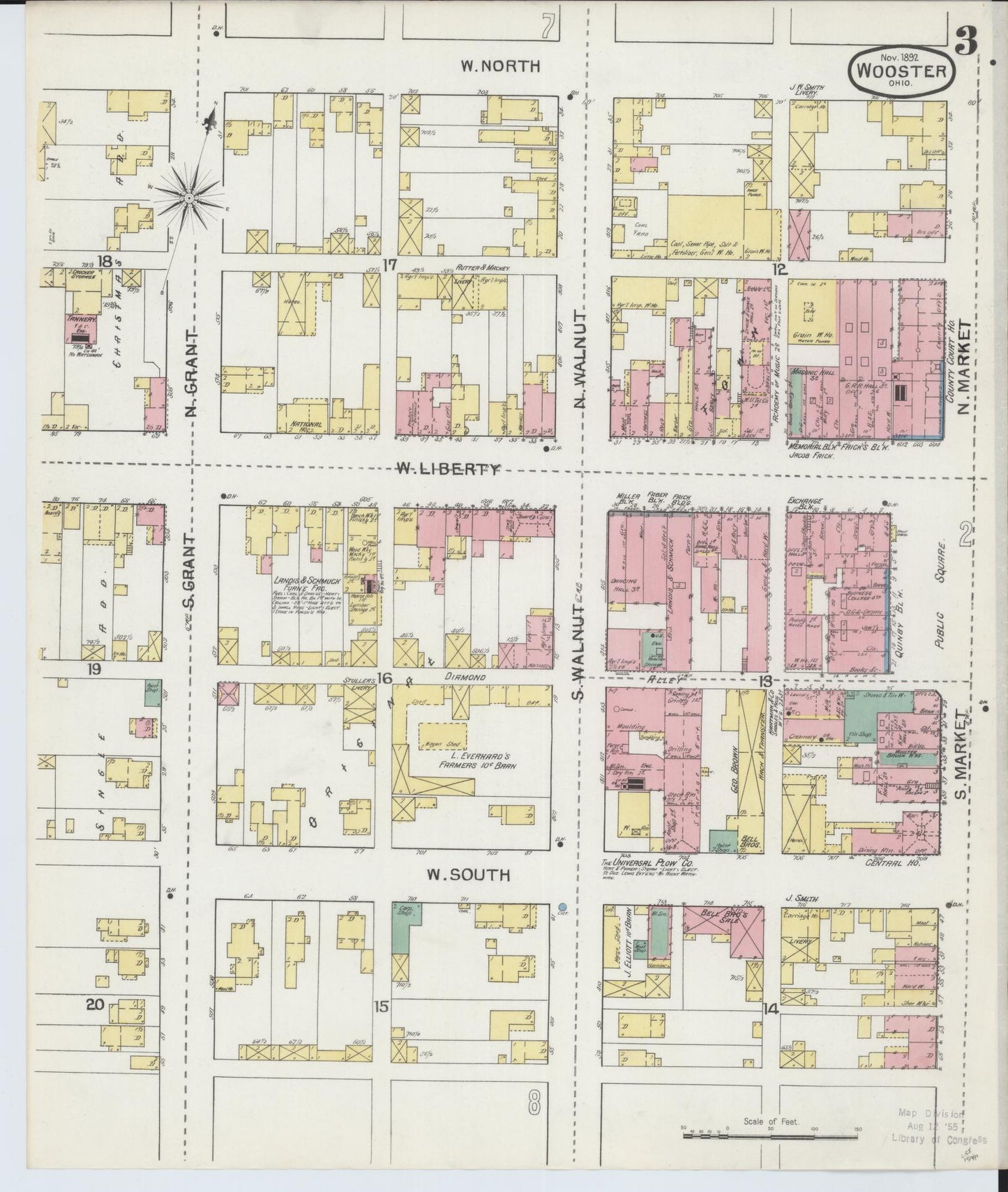 Sanborn Fire Insurance Map from Wooster, Wayne County, Ohio (1892), Sheet #0003 - Complete Map Set gallery image, historic Sanborn map, vintage wall art, Ohio Ohio