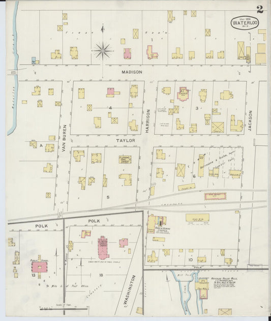 Sanborn Fire Insurance Map from Waterloo, Jefferson County, Wisconsin (1894), Sheet #0002 - Historic Sanborn Fire Insurance Map Print, vintage old map wall art, antique decor, genealogy gift, Wisconsin Wisconsin map