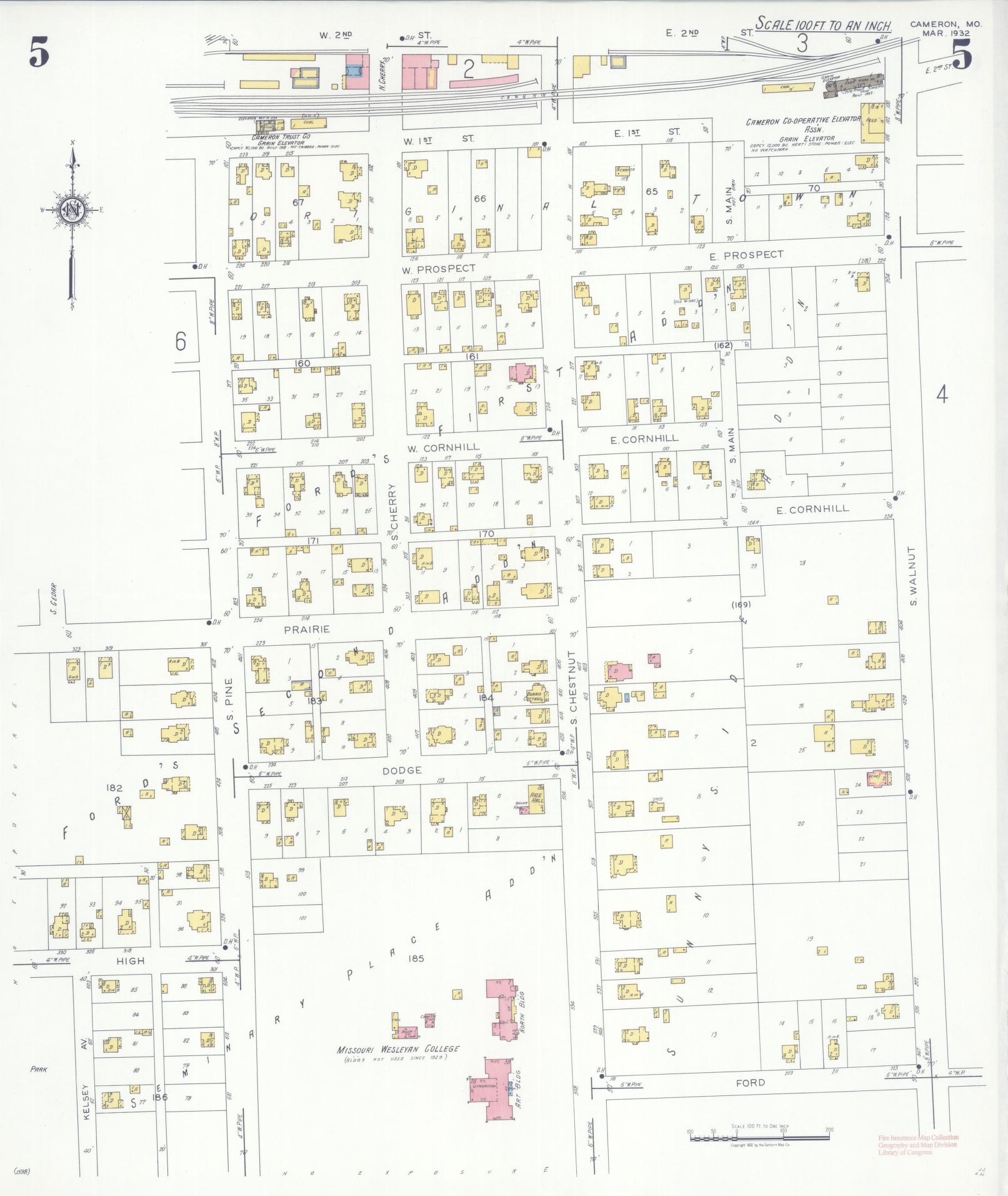 Sanborn Fire Insurance Map from Cameron, Clinton County, Missouri (1932), Sheet #0005 - Complete Map Set gallery image, historic Sanborn map, vintage wall art, Missouri Missouri