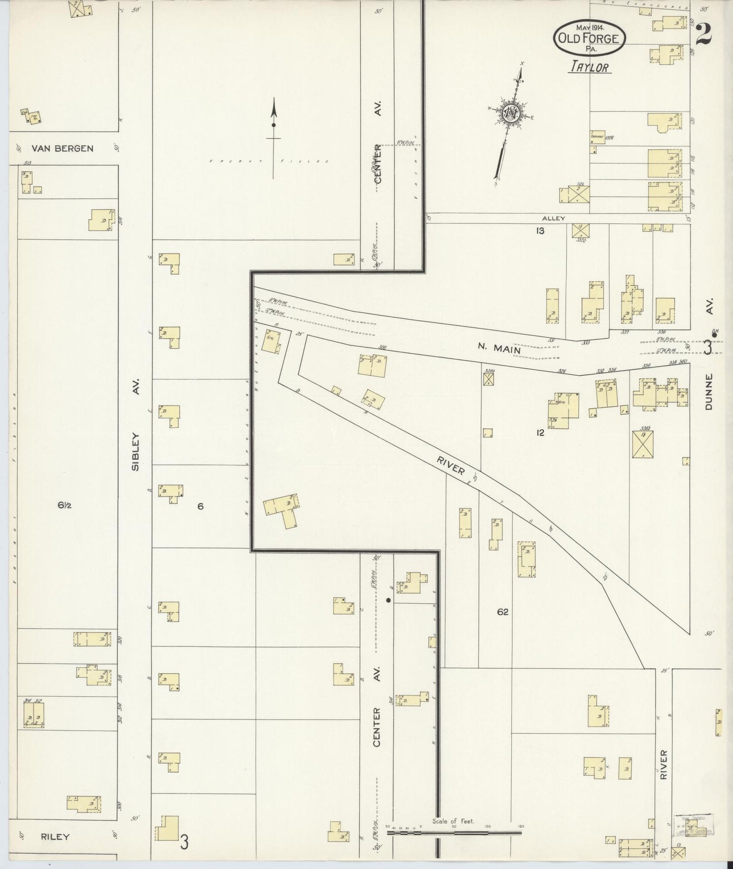 Sanborn Fire Insurance Map from Old Forge, Lackawanna County, Pennsylvania (1914), Sheet #0002 - Complete Map Set gallery image, historic Sanborn map, vintage wall art, Pennsylvania Pennsylvania