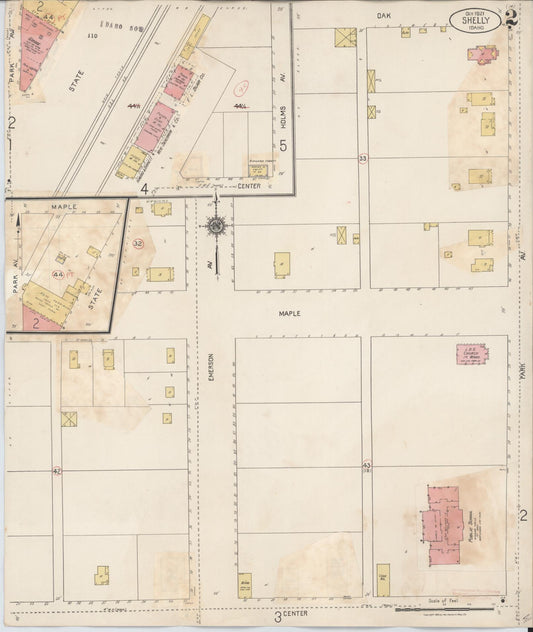Sanborn Fire Insurance Map from Shelley, Bingham County, Idaho (1935), Sheet #0002 - Historic Sanborn Fire Insurance Map Print, vintage old map wall art, antique decor, genealogy gift, Idaho Idaho map