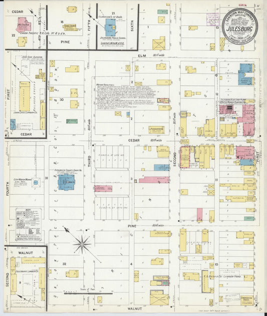 Sanborn Fire Insurance Map from Julesburg, Sedgwick County, Colorado (1908), Sheet #0001 - Historic Sanborn Fire Insurance Map Print, vintage old map wall art, antique decor, genealogy gift, Colorado Colorado map