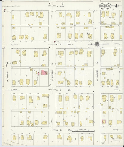 Sanborn Fire Insurance Map from Monmouth, Warren County, Illinois (1913), Sheet #0004 - Historic Sanborn Fire Insurance Map Print, vintage old map wall art, antique decor, genealogy gift, Illinois Illinois map