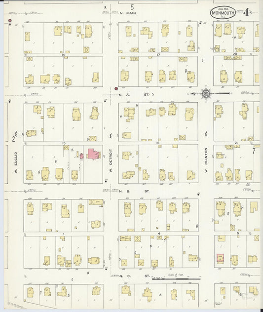 Sanborn Fire Insurance Map from Monmouth, Warren County, Illinois (1913), Sheet #0004 - Historic Sanborn Fire Insurance Map Print, vintage old map wall art, antique decor, genealogy gift, Illinois Illinois map