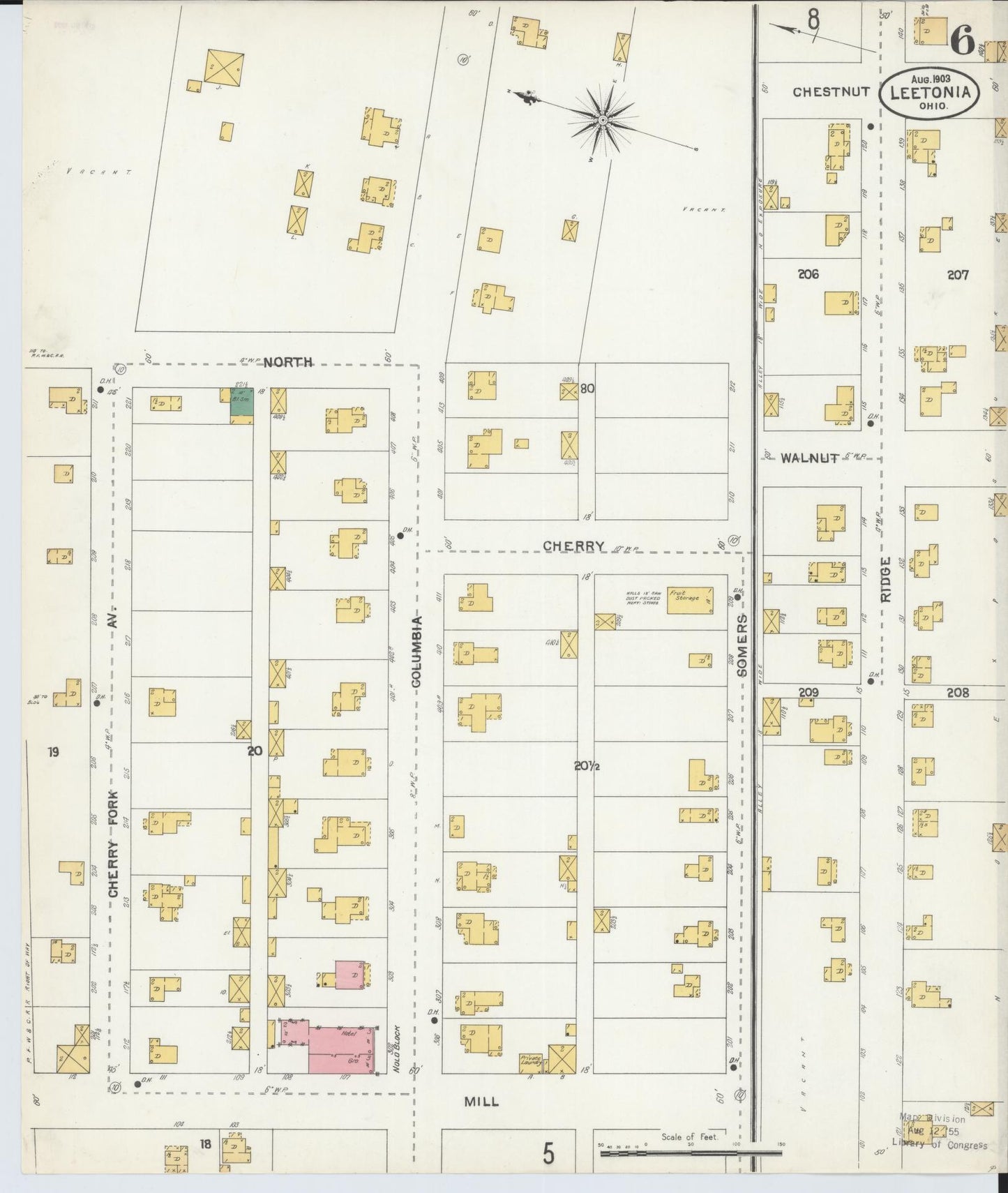 Sanborn Fire Insurance Map from Leetonia, Columbiana County, Ohio (1903), Sheet #0006 - Historic Sanborn Fire Insurance Map Print, vintage old map wall art, antique decor, genealogy gift, Ohio Ohio map
