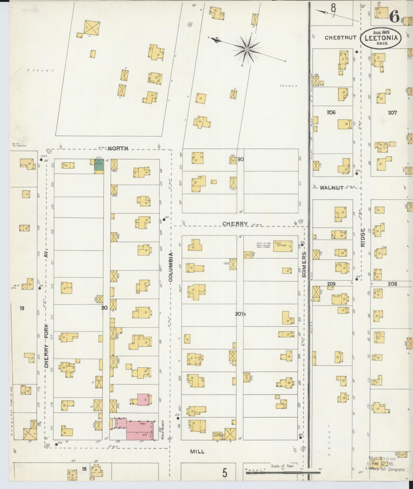 Sanborn Fire Insurance Map from Leetonia, Columbiana County, Ohio (1903), Sheet #0006 - Historic Sanborn Fire Insurance Map Print, vintage old map wall art, antique decor, genealogy gift, Ohio Ohio map