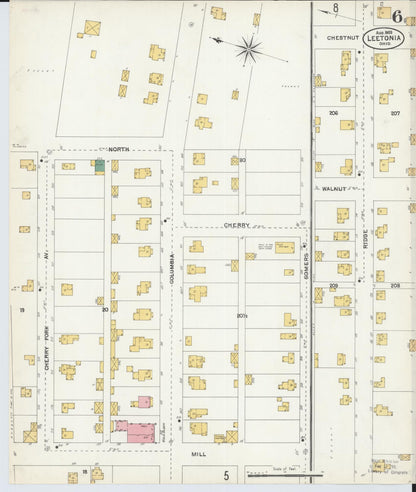Sanborn Fire Insurance Map from Leetonia, Columbiana County, Ohio (1903), Sheet #0006 - Historic Sanborn Fire Insurance Map Print, vintage old map wall art, antique decor, genealogy gift, Ohio Ohio map