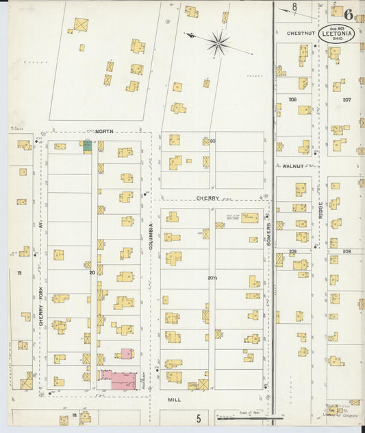 Sanborn Fire Insurance Map from Leetonia, Columbiana County, Ohio (1903), Sheet #0006 - Historic Sanborn Fire Insurance Map Print, vintage old map wall art, antique decor, genealogy gift, Ohio Ohio map