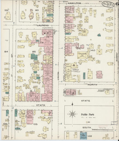 Sanborn Fire Insurance Map from Olean, Cattaraugus County, New York (1886), Sheet #0006 - Complete Map Set gallery image, historic Sanborn map, vintage wall art, New York New York