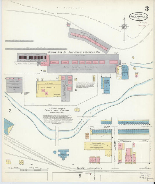 Sanborn Fire Insurance Map from Phoenixville, Chester County, Pennsylvania (1913), Sheet #0003 - Historic Sanborn Fire Insurance Map Print, vintage old map wall art, antique decor, genealogy gift, Pennsylvania Pennsylvania map