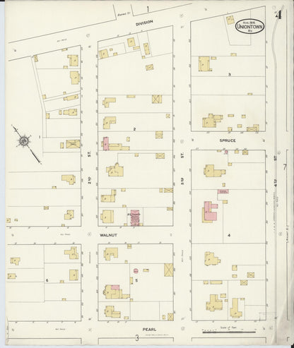 Sanborn Fire Insurance Map from Uniontown, Union County, Kentucky (1916), Sheet #0004 - Complete Map Set gallery image, historic Sanborn map, vintage wall art, Kentucky Kentucky