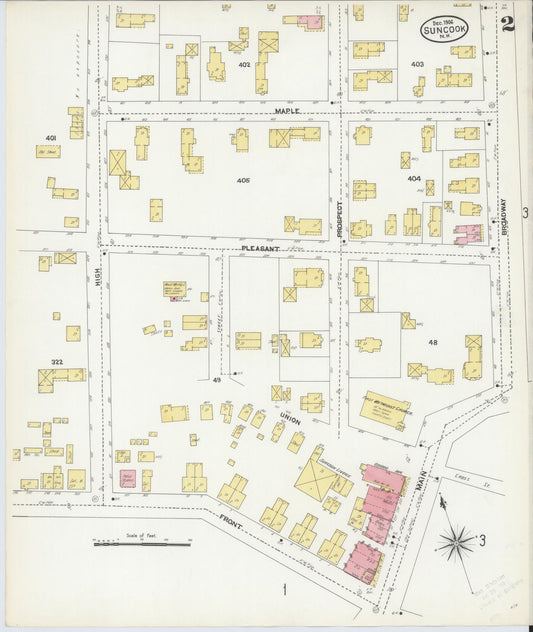 Sanborn Fire Insurance Map from Suncook, Merrimack County, New Hampshire (1906), Sheet #0002 - Historic Sanborn Fire Insurance Map Print, vintage old map wall art, antique decor, genealogy gift, New Hampshire New Hampshire map