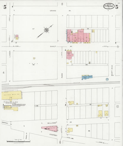 Sanborn Fire Insurance Map from Fort Payne, Dekalb County, Alabama (1927), Sheet #0005 - Complete Map Set gallery image, historic Sanborn map, vintage wall art, Alabama Alabama