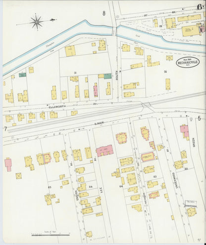 Sanborn Fire Insurance Map from Mechanicville, Saratoga County, New York (1904), Sheet #0005 - Historic Sanborn Fire Insurance Map Print, vintage old map wall art, antique decor, genealogy gift, New York New York map