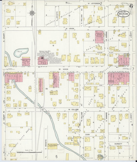 Sanborn Fire Insurance Map from Marion, Williamson County, Illinois (1913), Sheet #0006 - Historic Sanborn Fire Insurance Map Print, vintage old map wall art, antique decor, genealogy gift, Illinois Illinois map