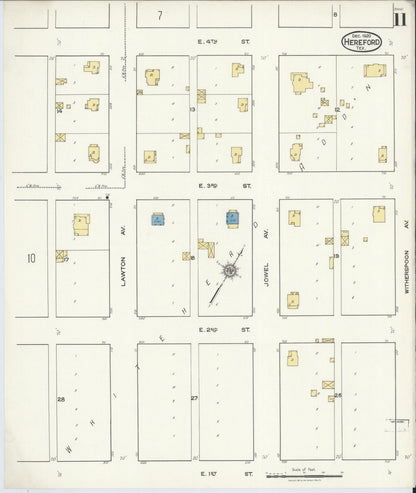 Sanborn Fire Insurance Map from Hereford, Deaf Smith County, Texas (1920), Sheet #0011 - Complete Map Set gallery image, historic Sanborn map, vintage wall art, Texas Texas