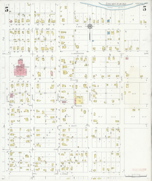 Sanborn Fire Insurance Map from Marengo, Iowa County, Iowa (1933), Sheet #0005 - Historic Sanborn Fire Insurance Map Print, vintage old map wall art