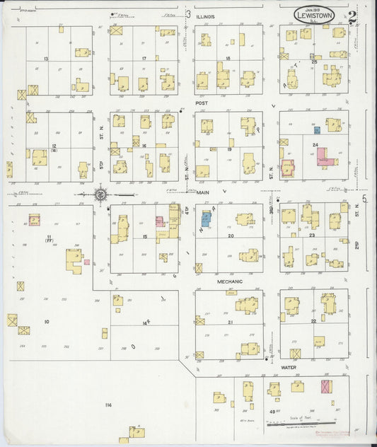 Sanborn Fire Insurance Map from Lewistown, Fulton County, Illinois (1919), Sheet #0002 - Historic Sanborn Fire Insurance Map Print, vintage old map wall art, antique decor, genealogy gift, Illinois Illinois map