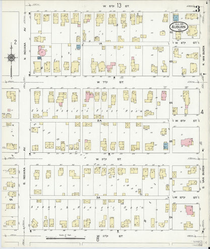 Sanborn Fire Insurance Map from Auburn, De Kalb County, Indiana (1914), Sheet #0003 - Complete Map Set gallery image, historic Sanborn map, vintage wall art, Indiana Indiana