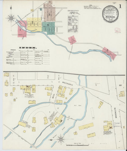 Sanborn Fire Insurance Map from Akron, Erie County, New York (1894), Sheet #0001 - Complete Map Set gallery image, historic Sanborn map, vintage wall art, New York New York