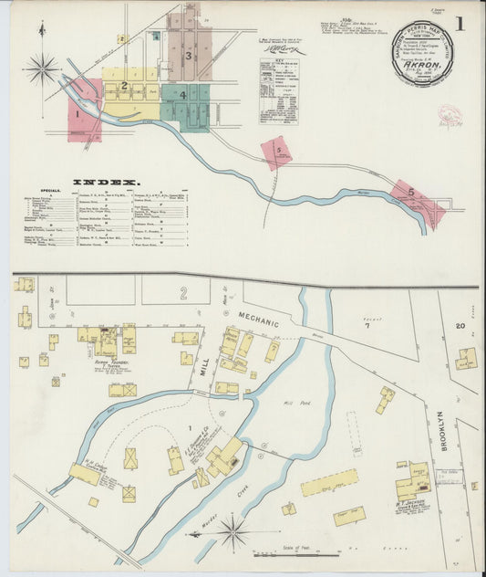 Sanborn Fire Insurance Map from Akron, Erie County, New York (1894), Sheet #0001 - Complete Map Set gallery image, historic Sanborn map, vintage wall art, New York New York