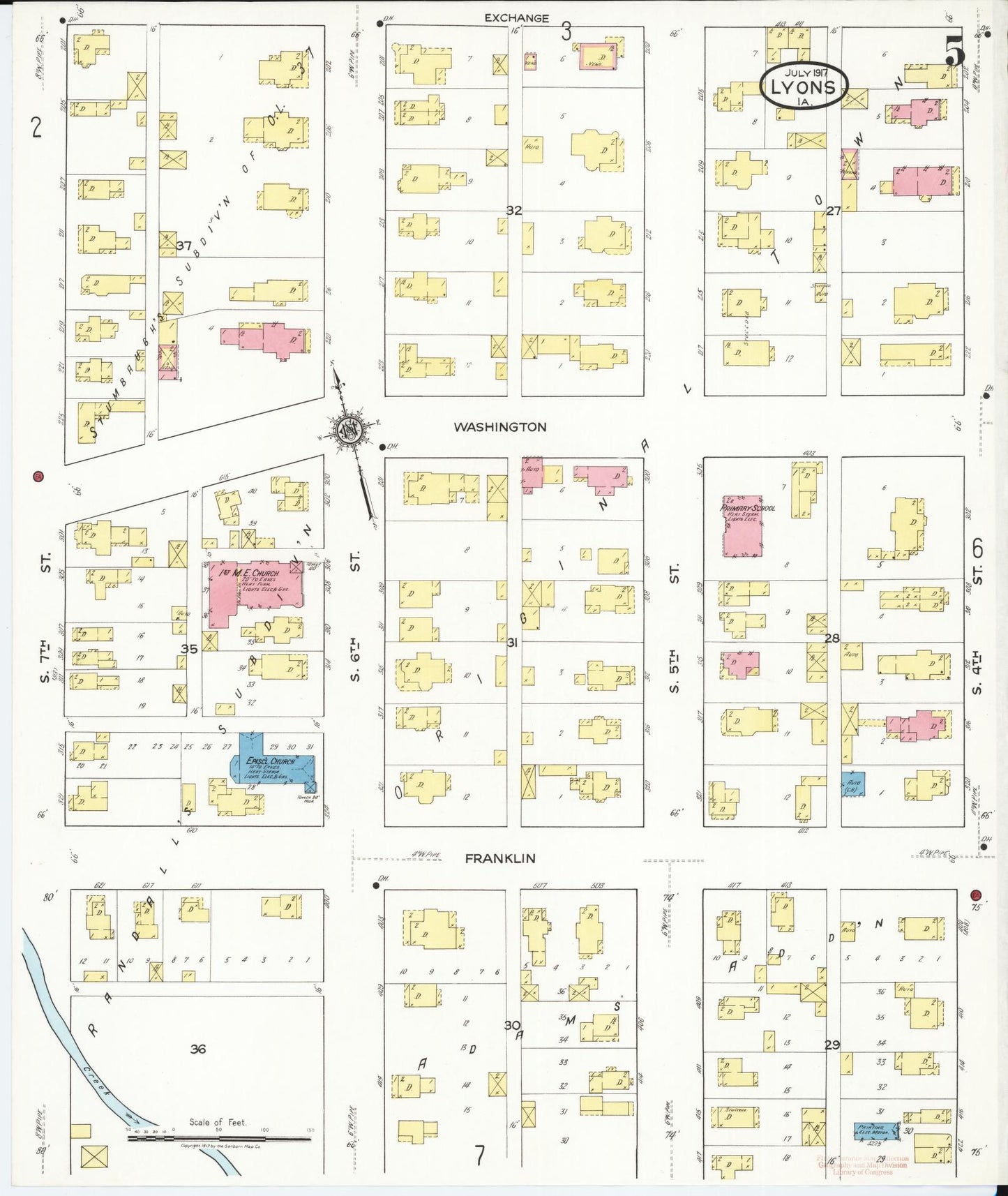 Sanborn Fire Insurance Map from Lyons, Clinton County, Iowa (1917), Sheet #0005 - Historic Sanborn Fire Insurance Map Print