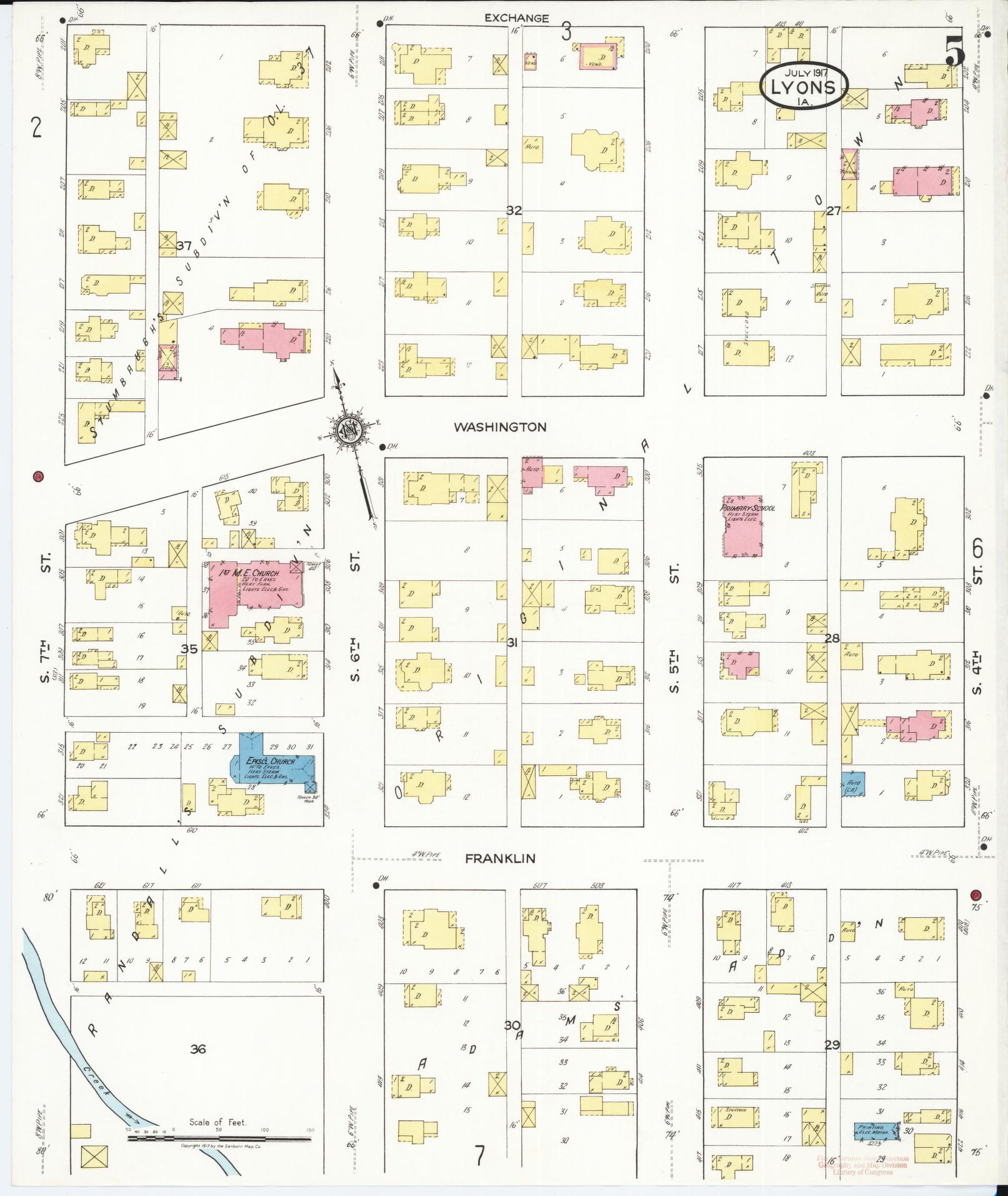 Sanborn Fire Insurance Map from Lyons, Clinton County, Iowa (1917), Sheet #0005 - Historic Sanborn Fire Insurance Map Print