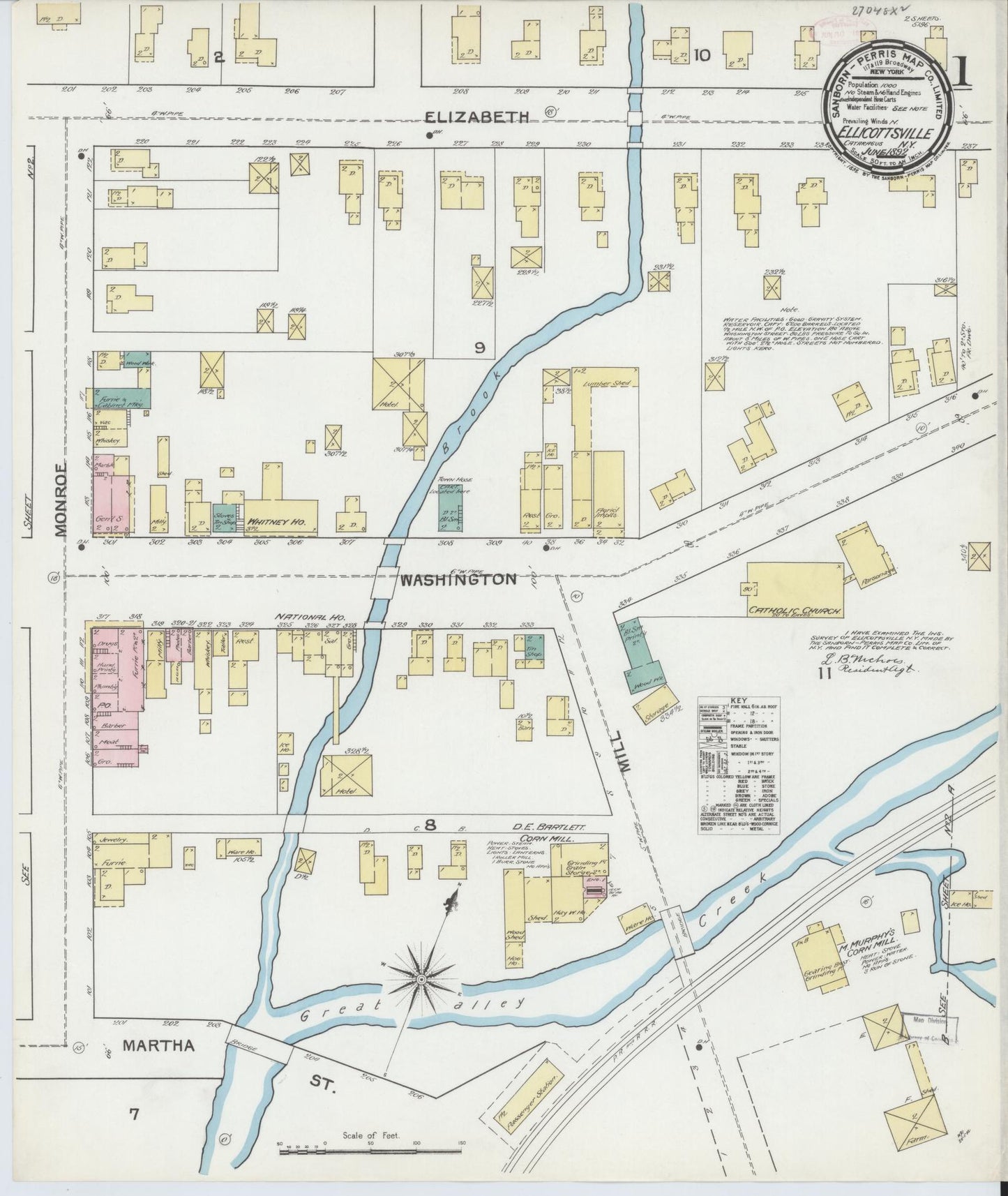 Sanborn Fire Insurance Map from Ellicottville, Cattaraugus County, New York. (1892) – Historic Sanborn Fire Insurance Map Print