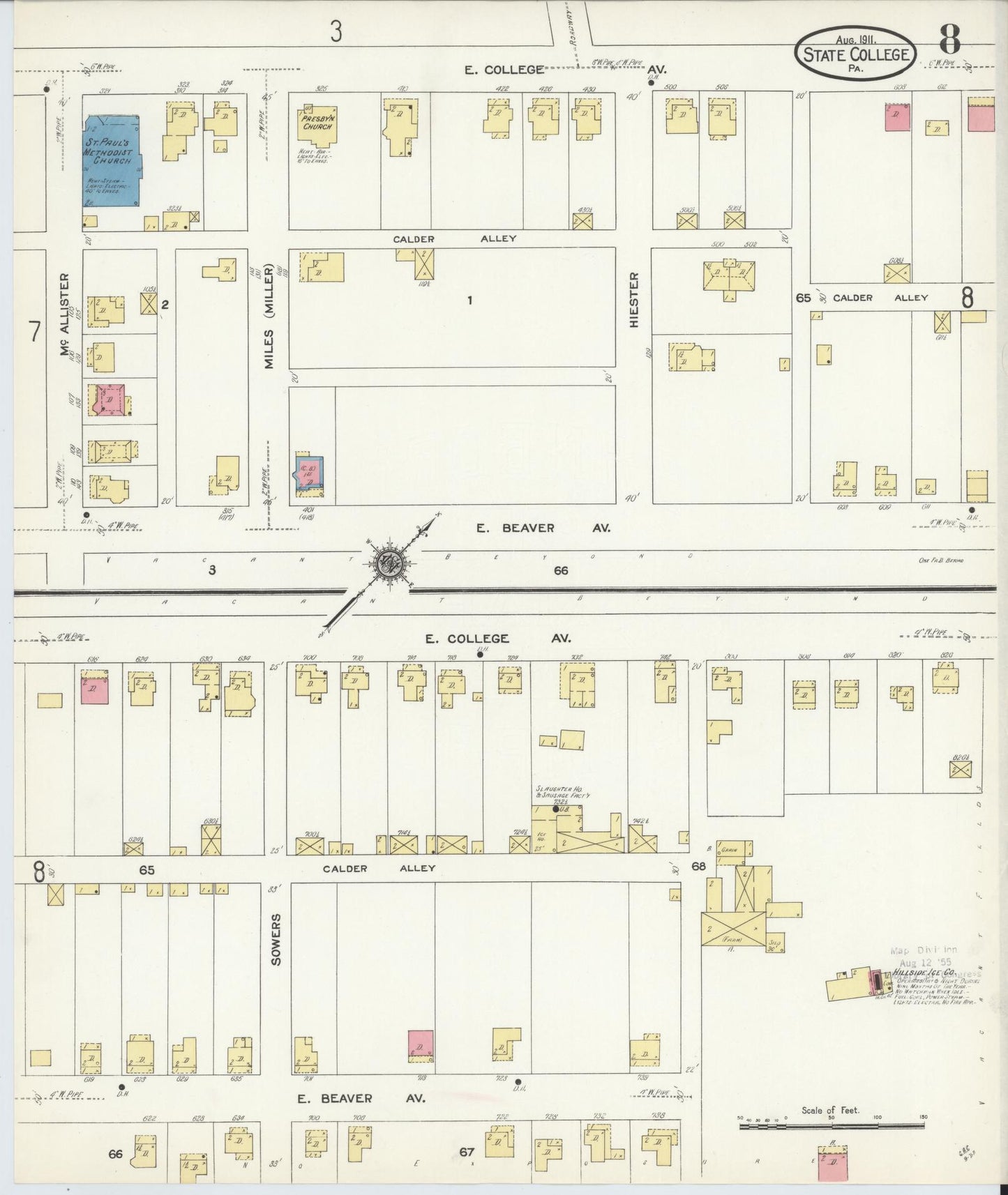 Sanborn Fire Insurance Map from State College, Centre County, Pennsylvania (1911), Sheet #0008 - Complete Map Set gallery image, historic Sanborn map, vintage wall art, Pennsylvania Pennsylvania