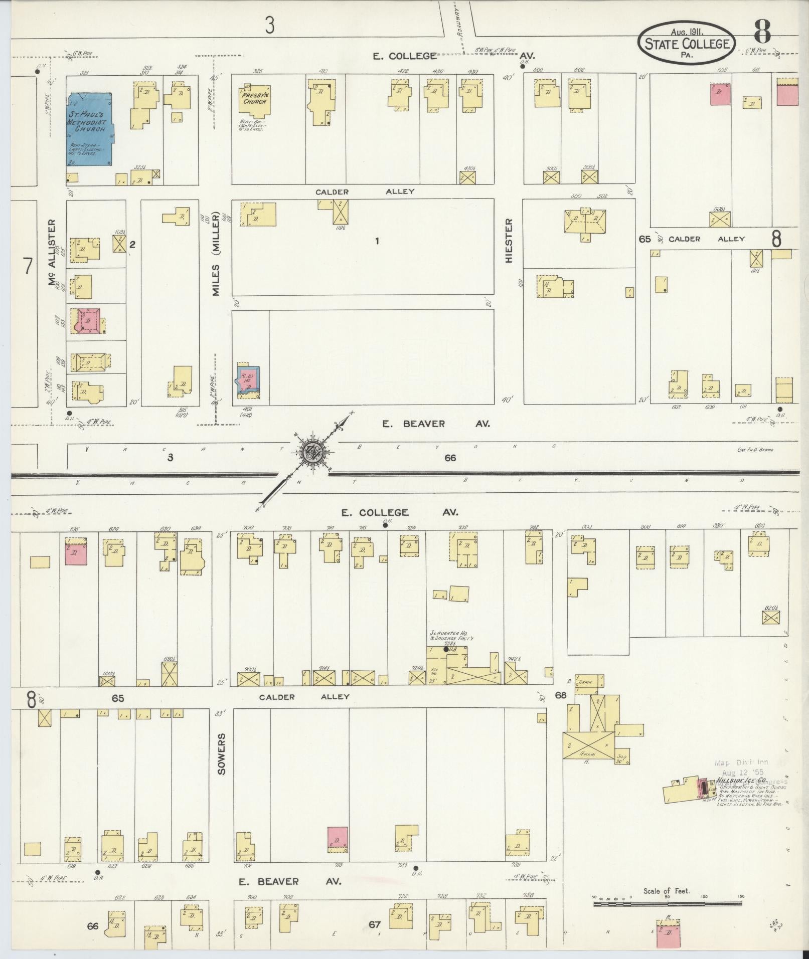 Sanborn Fire Insurance Map from State College, Centre County, Pennsylvania (1911), Sheet #0008 - Complete Map Set gallery image, historic Sanborn map, vintage wall art, Pennsylvania Pennsylvania
