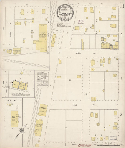 Sanborn Fire Insurance Map from Carpinteria, Santa Barbara County, California (1916), Sheet #0001 - Historic Sanborn Fire Insurance Map Print, vintage old map wall art, antique decor, genealogy gift, California California map
