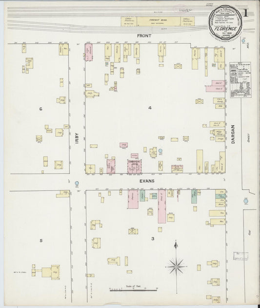 Sanborn Fire Insurance Map from Florence, Florence County, South Carolina. (1888) – Historic Sanborn Fire Insurance Map Print