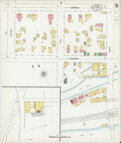 Sanborn Fire Insurance Map from Clyde, Wayne County, New York (1901), Sheet #0005 - Complete Map Set gallery image, historic Sanborn map, vintage wall art, New York New York