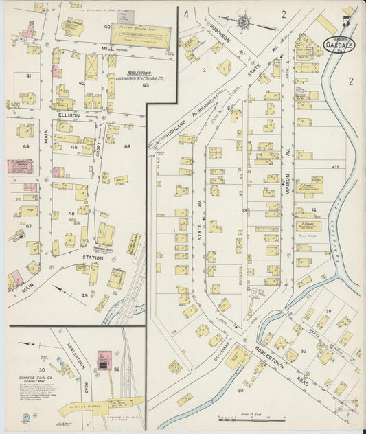 Sanborn Fire Insurance Map from Oakdale, Allegheny County, Pennsylvania (1915), Sheet #0005 - Historic Sanborn Fire Insurance Map Print, vintage old map wall art, antique decor, genealogy gift, Pennsylvania Pennsylvania map