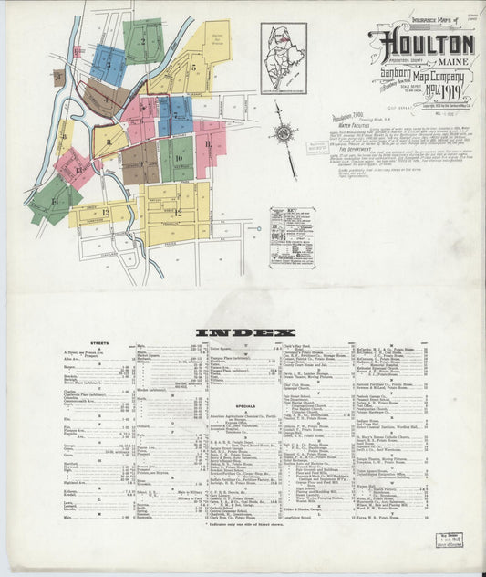 Sanborn Fire Insurance Map from Houlton, Aroostook County, Maine. (1919) – Historic Sanborn Fire Insurance Map Print