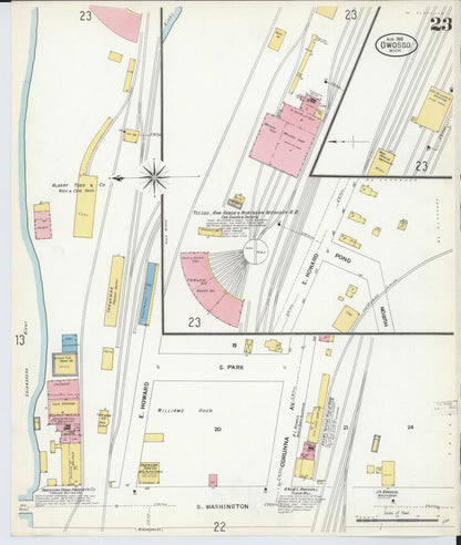 Sanborn Fire Insurance Map from Owosso, Shiawassee County, Michigan (1908), Sheet #0023 - Complete Map Set gallery image, historic Sanborn map, vintage wall art, Michigan Michigan
