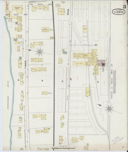 Sanborn Fire Insurance Map from Lisbon, Grafton County, New Hampshire (1889), Sheet #0003 - Historic Sanborn Fire Insurance Map Print, vintage old map wall art, antique decor, genealogy gift, New Hampshire New Hampshire map