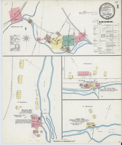 Sanborn Fire Insurance Map from Philmont, Columbia County, New York (1892), Sheet #0001 - Historic Sanborn Fire Insurance Map Print, vintage old map wall art, antique decor, genealogy gift, New York New York map