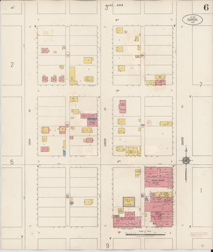 Sanborn Fire Insurance Map from Hardin, Big Horn County, Montana (1927), Sheet #0006 - Complete Map Set gallery image, historic Sanborn map, vintage wall art, Montana Montana