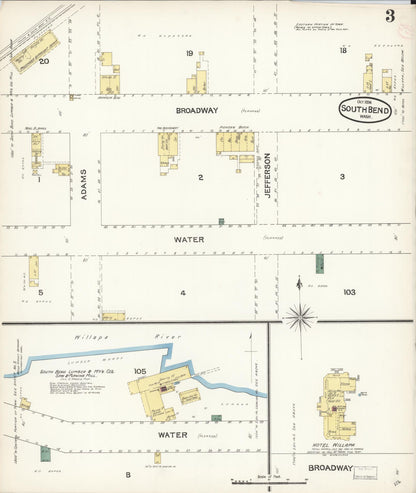 Sanborn Fire Insurance Map from South Bend, Pacific County, Washington (1894), Sheet #0003 - Complete Map Set gallery image, historic Sanborn map, vintage wall art, Washington Washington