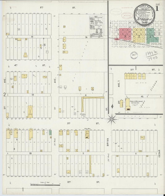 Sanborn Fire Insurance Map from Stroud, Lincoln County, Oklahoma (1898), Sheet #0001 - Historic Sanborn Fire Insurance Map Print, vintage old map wall art, antique decor, genealogy gift, Oklahoma Oklahoma map